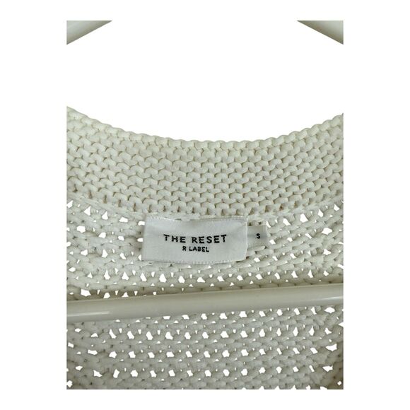 Reset R Label Breezy Sweater Sz Small Chalk White Knit Long Sleeve Cotton Blend - Picture 2 of 6